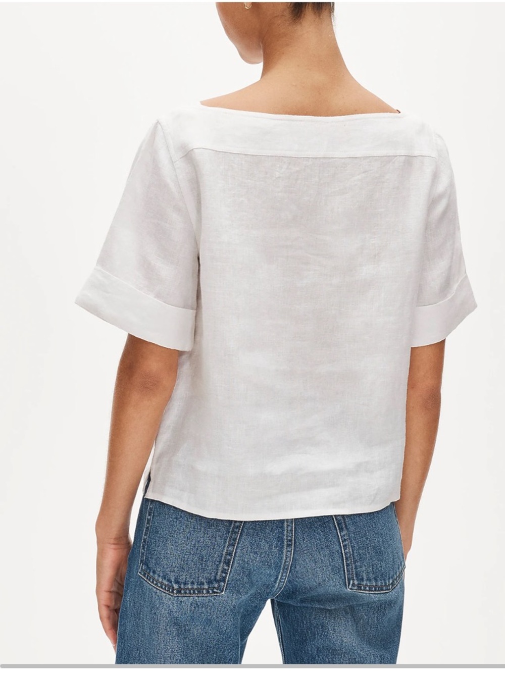 J. Crew Boatneck tee in linen - White Linen Pocket Tee - Picture 3 of 7